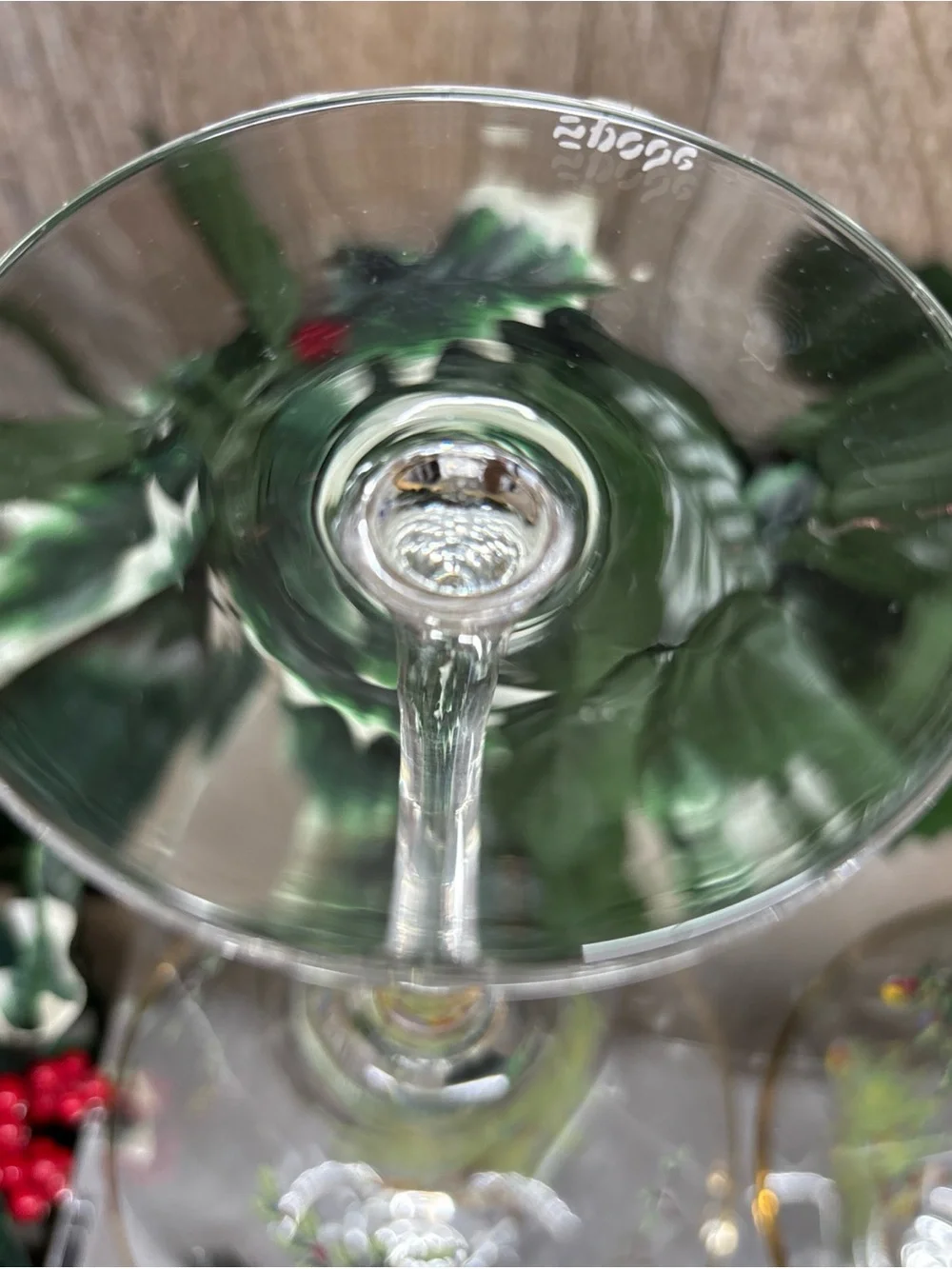 Spode Christmas Tree Martini Glass Gold Rim Single Stem Set Of 2Holidaycheer